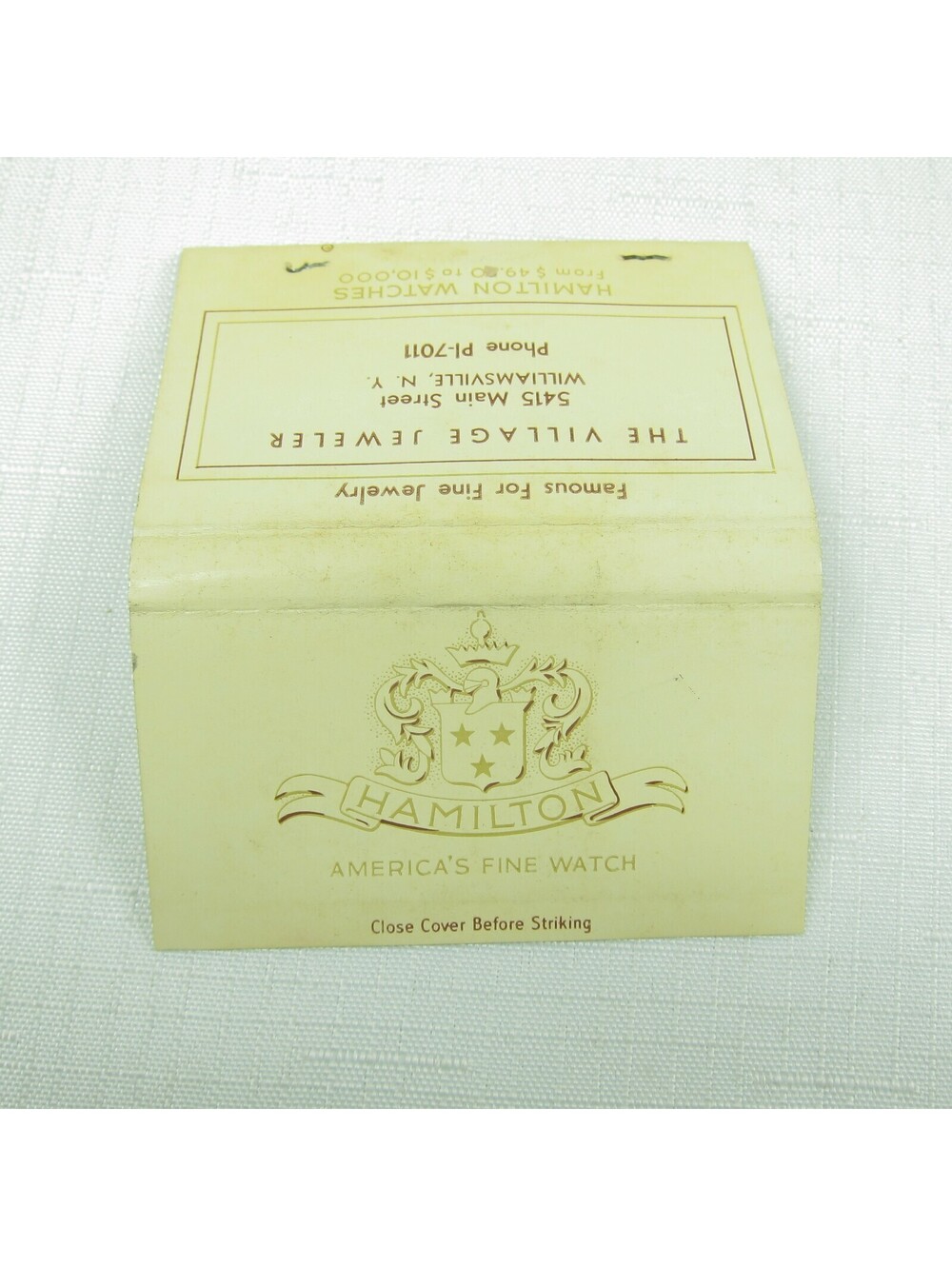Vintage Matchbook FULL Hamilton America's Fine Watch Village Jeweler New York